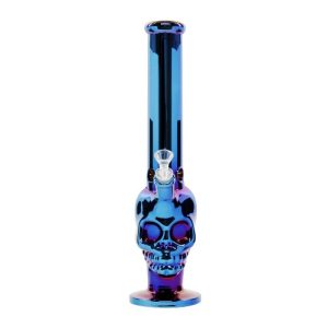 Rainbow Chrome Skull Beaker Water Pipe – With Ice Catcher
